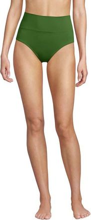 Lands End Chlorine Resistant Pinchless High Waisted Bikini Bottoms in Fusion Green at Nordstrom, Size 10