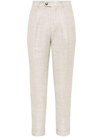 Brunello Cucinelli Broek met slub-textuur - Beige