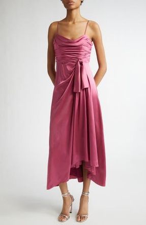Cinq &agrave; Sept Kasia Ruched High-Low Silk Maxi Dress in Shallot at Nordstrom Rack, Size 0