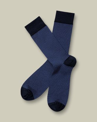 CHARLES TYRWHITT Herringbone Socks - Royal Blue Size 6-10 by Charles Tyrwhitt
