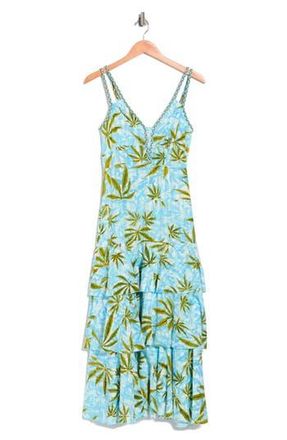 Diane Von F&uuml;rstenberg Cate Tiered Cotton Dress in Cannabis Blue at Nordstrom Rack, Size 14