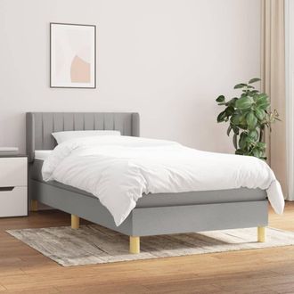 vidaXL Vidaxl - Cama Box Spring Con Colch&oacute;n Tela Gris Claro 100x200 Cm