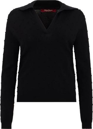 Max Mara Truien & Vesten, Dames, Zwart, S, Polyester, Polo met V-hals
