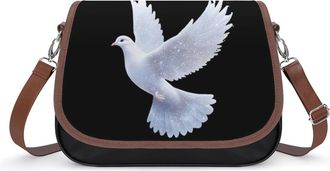 Generic White Dove-Bird Peace Small Womens Crossbody Bags Shoulder Handbag with Adjustable Strap for Travel