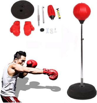Trade Shop Trade Shop - Punching Ball Boxe Palla Base Alto 1,2mt Con Guanti Guantoni Adulti Adolescenti