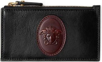 Versace Medusa Leather Zip Card Case in Black Rosewood Gold at Nordstrom