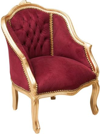 Biscottini International Biscottini - Baroque armchair with armrests 63x80x57 Upholstered living room armchair Louis xvi chairs French style Velvet bedroom armchair