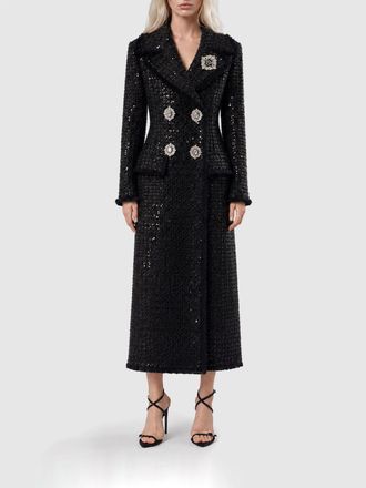 Philipp Plein Cappotto lungo doppiopetto in tweed con ricamo di paillettes
