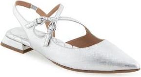 Aerosoles Napoli Pointed Toe Slingback Flat in S03 Silver Met Tx P at Nordstrom Rack, Size 8.5