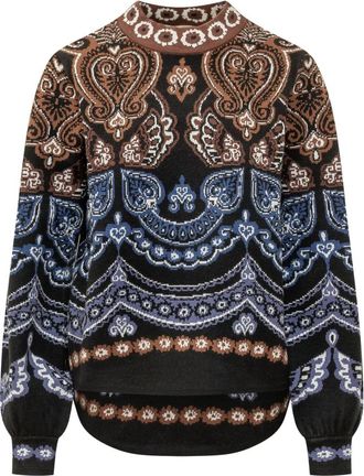 Farm Rio Nicole Sjaal Trui - Dames - Ronde hals truien - Bruin - S - Polyester - Truien & Vesten