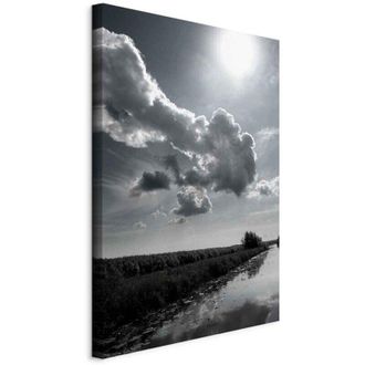 OEM Pintura - Sol Sobre Las Nubes (1 Parte) - Reflejo Del Cielo En El Agua Del Campo