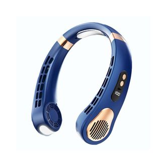 OEM Ventilador Port&aacute;til De Cuello, Ventilador El&eacute;ctrico Sin Aspas, Enfriador De Aire, Ventilador El&eacute;ctrico Recargable Por Usb, Color Azul