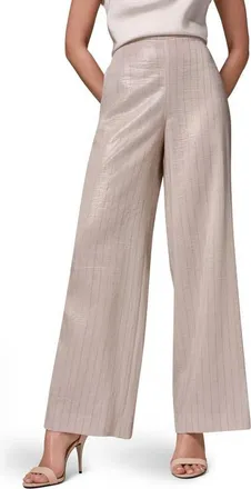 DKNY Shine Pinstripe Wide Leg Pants in Sisal/canyon at Nordstrom, Size X-Large