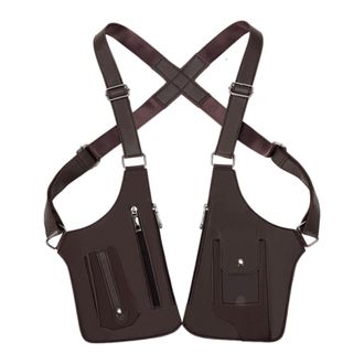 Generic Men PU Leather Multi-Purpose Crossbody Bag Vest Chest Bag (Brown)