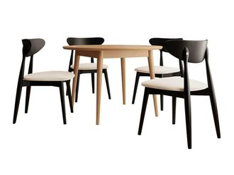 Mirjan24 Conjunto De Mesas Y Sillas Para Comedor Racine 134, Magic Velvet 2250 + Negro, 76x0x0cm, Di&aacute;metro: 120, N&uacute;mero De Asientos: 4, Estilo: Contemporary