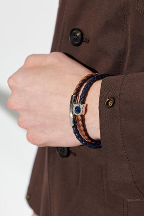 Ferragamo Leather Bracelet, Mens, Brown