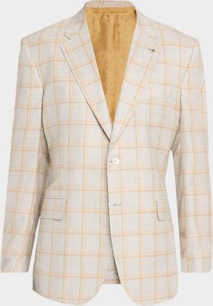 Stefano Ricci Men & apos;s Cashmere and Silk Windowpane Plaid Sport Coat