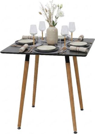 Relaxdays Relaxdays dining table, square, H x W x D: 75x75x75 cm, MDF & bamboo, seats 4, Scandinavian, black/natural