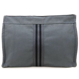 Herm&egrave;s Gray Canvas Clutch Bag (Pre-Owned)