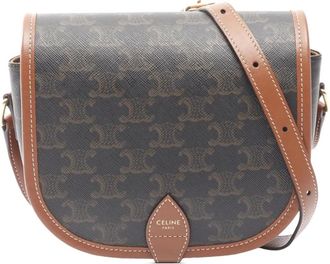 Celine Borsa a tracolla Triomphe Folco media in tela cerata 2021-2025 - Nero