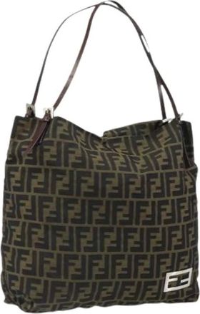 Fendi Pre-owned Shoulder Bags, female, Brown, Size: ONE SIZE Pre-owned Zucca Canvas Tote Bag