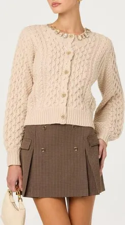 ASTR the Label Cathryn Embellished Cardigan in Cream at Nordstrom Rack, Size X-Small