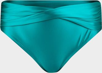 La Blanca Earth Goddess Mid-Waist Twist-Front Bikini Bottoms