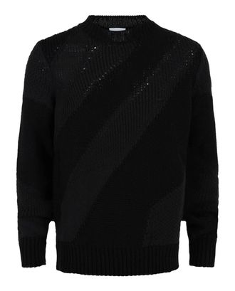 Ferragamo Mens Textured Cable Knit Sweater In Black
