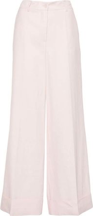 P.A.R.O.S.H. mid-waist wide-leg trousers - women - Linen/Flax/Viscose - M - Pink