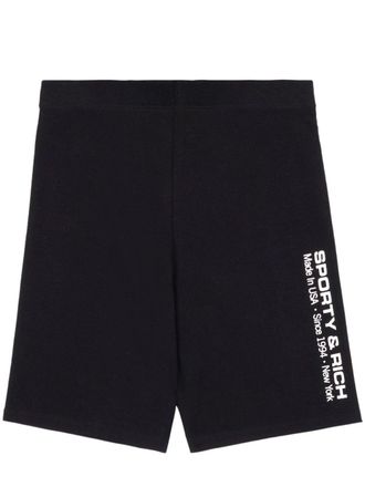 Sporty & Rich Reflecterende fietsshorts met logoprint - Zwart