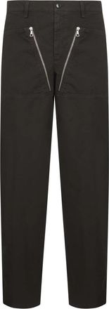 Dries Van Noten Bruine Katoenen Broek met Metalen Rits - Heren - Slim Fit Broeken - Bruin - S - Katoen - Broeken