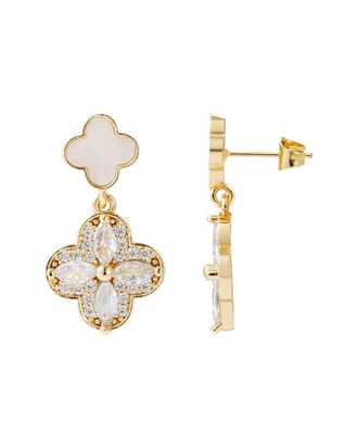 Adornia Adornia 14K Plated Mother Of Pearl & Clover Drop Earrings
