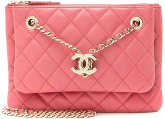Chanel Pink Quilted Lambskin Double Case With Chain (Authentic Pre-Loved)