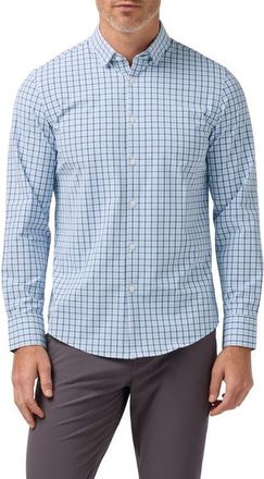 Mizzen+Main Leeward No Tuck Trim Fit Performance Button-Up Shirt in Cloud Blue Hudson Plaid at Nordstrom, Size X-Large