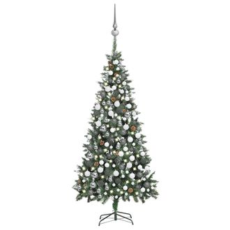 vidaXL Rbol De Navidad Helado Con Luces, Bolas Y Pi&ntilde;as 210 Cm Vidaxl