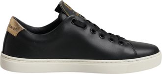 Dolce & Gabbana Zwarte Leren Gouden Rode Hart Sneakers Schoenen