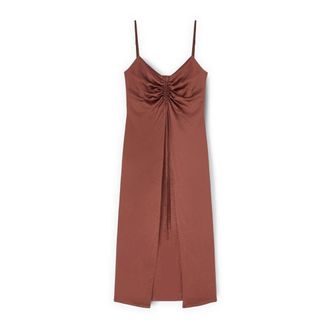 Motivi Midi Kleedjes - Dames - Feestkleedjes - Bruin - 2XL - Satijn - Kleedjes