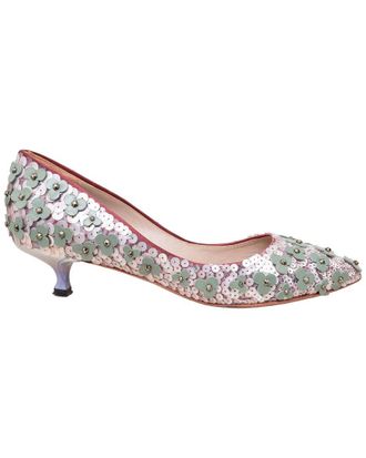 Loewe Womens Leather Flower Bead Embellished Pump - 20S (Authentic Pre- Loved)