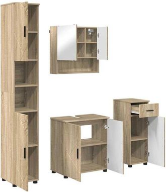 vidaXL Juego de muebles de ba&ntilde;o con caj&oacute;n 4 pcs Roble Sonoma vidaXL