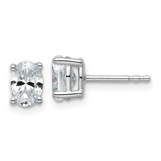 Diamond2Deal 14k Gold 1 ct Oval Lab Grown Diamond Stud Earrings VS Clarity, D-E Color
