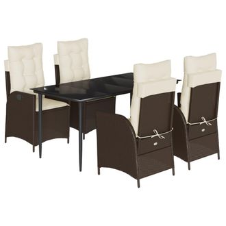 vidaXL Vidaxl - Set Da Pranzo Da Giardino 5pz Con Cuscini In Polyrattan Marrone