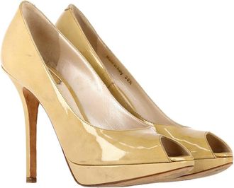 Dior Womens Patent Leather Miss Dior Peep-Toe Pump (Authentic Pre-Loved)