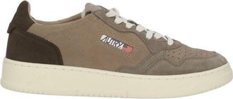 Autry Brown Suede Branded Accents Low-Top Sneakers
