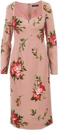 Dolce & Gabbana Roses bouquet print silk dress Woman 42