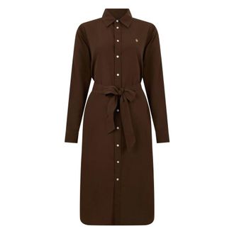 Polo Ralph Lauren Dames, Jurken, Bruin, Maat: 2XS Linnen