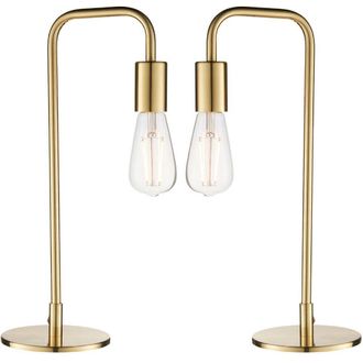 Loops 2 PACK Modern Hangman Table Lamp Brass Industrial Arm Bedside Desk Light Base in Metallics