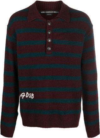 Andersson Bell logo-embroidered striped polo shirt - men - Acrylic/Wool/Nylon/Polyurethane - L