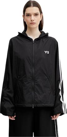 Yohji Yamamoto Nylon Wired 3-Stripes Track Top - Dames - Vesten met rits - Zwart - S - Nylon - Hoodies & sweatvesten