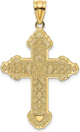 Diamond2Deal 14k Yellow Gold Flower Center Scroll Cross Charm Pendant