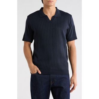 Tom Baine Johnny Collar Knit Polo Sweater in Navy at Nordstrom Rack, Size Xx-Large